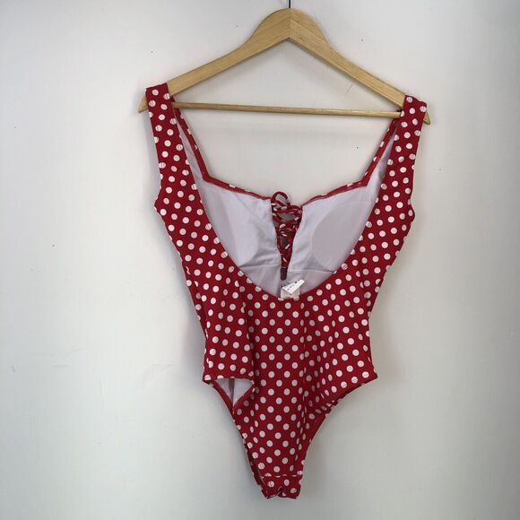 🏖️⛱️🏝️☀️Beach Joy Medium Bikini One Piece Red With White Polkadot Small - Picture 2 of 9